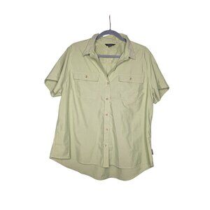 Eddie Bauer Safari Epaulet Shirt Mens XL Green Short Sleeve 100% Cotton